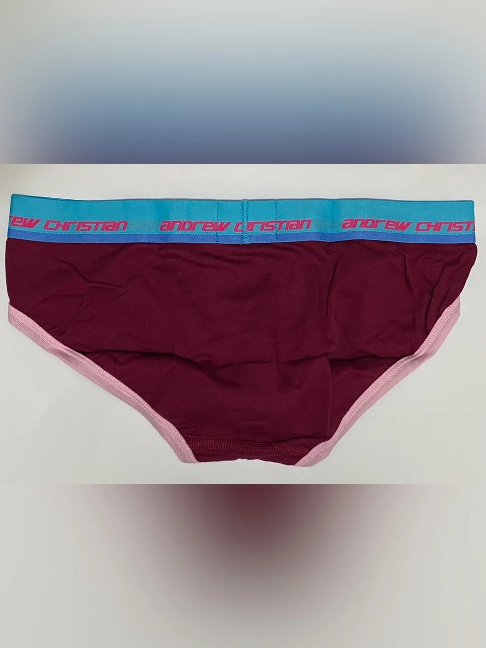 NWT! Andrew Christian RETRO Pop 💥 Sonic Brief w/Show-It Tech MED Burgundy